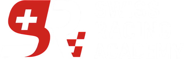 Logo Swiss Racing Academy con scritta bianca e segno rosso, per Open Day 31 Maggio 2026 a Osogna.